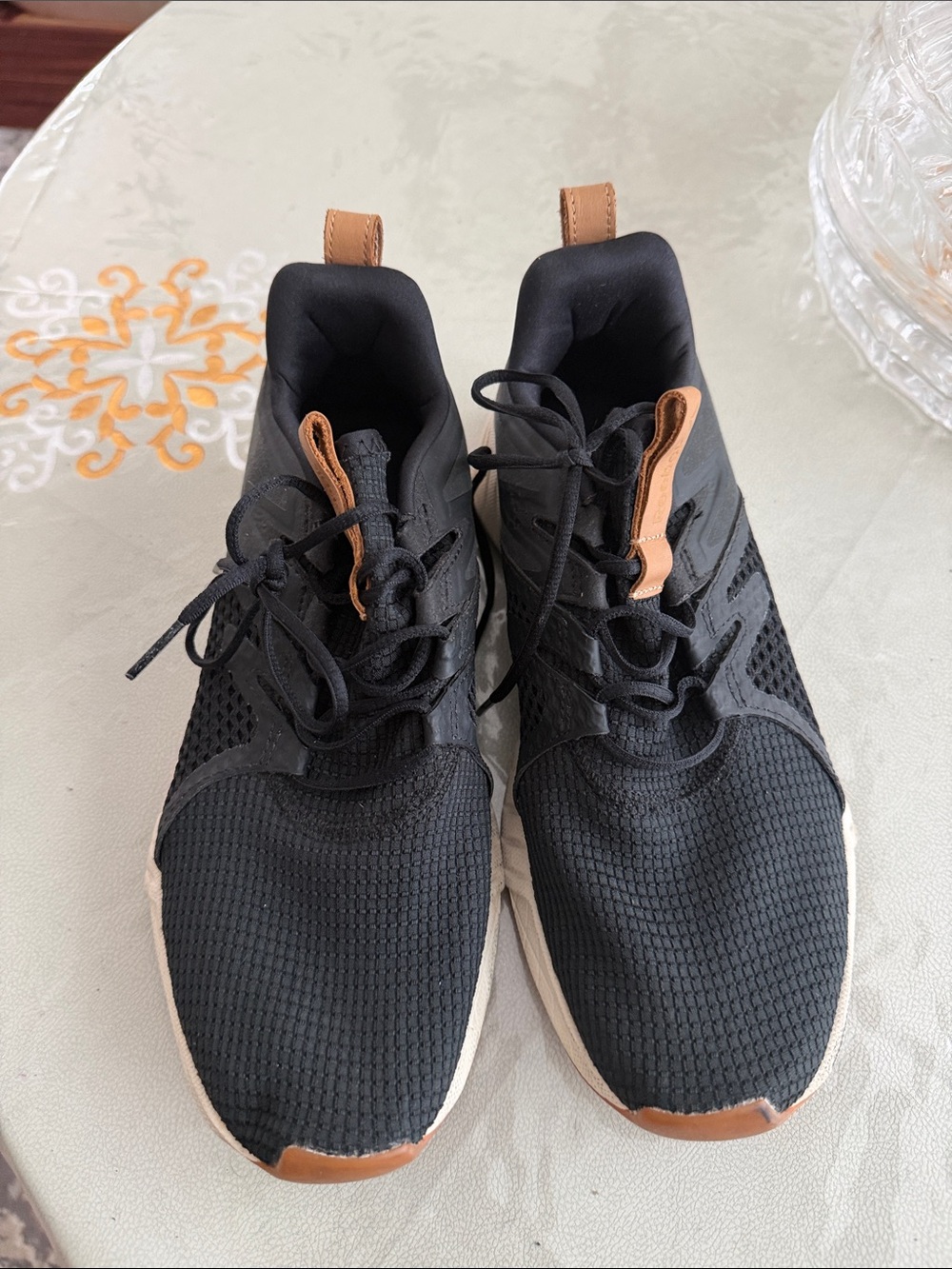 Reebok Black Athletic Sneakers with Tan Accents